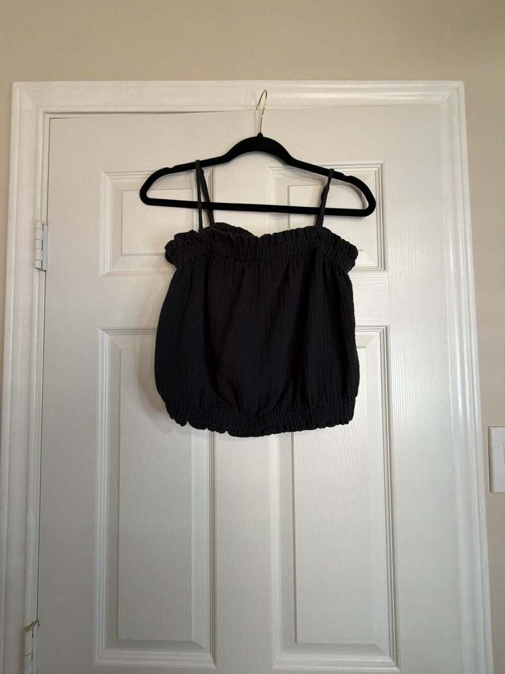 Anthropologie Black Gauze Bubble Tank Camisole Top Size S
